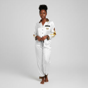 KILINDA SuperShero Women's Satin Pajamas (AOP) (White)