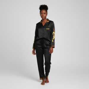 KILINDA SuperShero Women's Satin Pajamas (AOP) (Black)